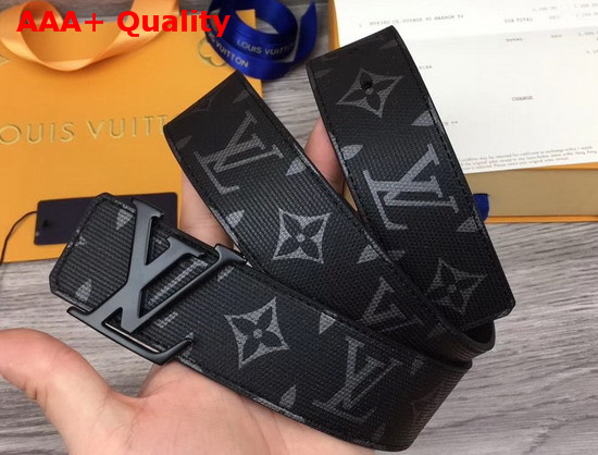 LV Initiales 40mm Reversible Belt Monogram Eclipse Canvas and Taiga Leather LV Initiales Buckle in Dark Ruthenium Replica