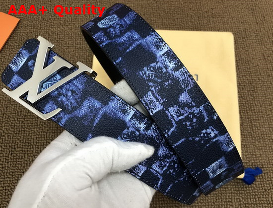 LV Initiales 40mm Reversible Belt Navy Blue Damier Salt Canvas Recto Side Calf Leather Verso Side M0378V Replica