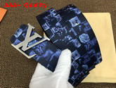 LV Initiales 40mm Reversible Belt Navy Blue Damier Salt Canvas Recto Side Calf Leather Verso Side M0378V Replica