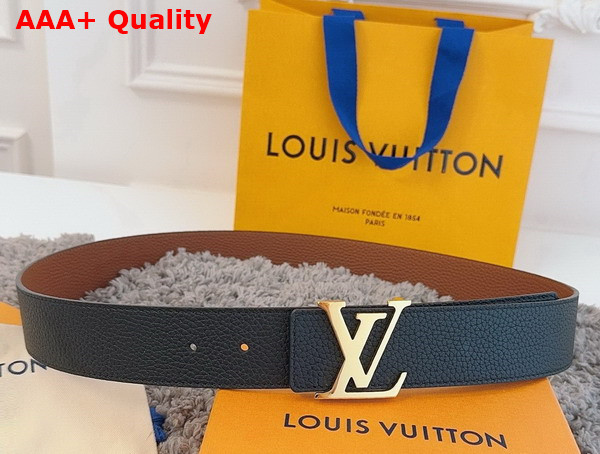 LV Initiales 40mm Reversible Belt Navy Blue and Brown Taurillon Leather Replica