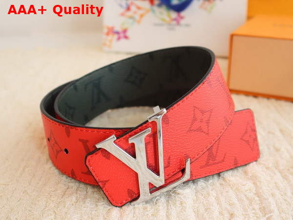 LV Initiales 40mm Reversible Belt in Khaki Green and Red Monogram Coated Canvas M8394U Replica