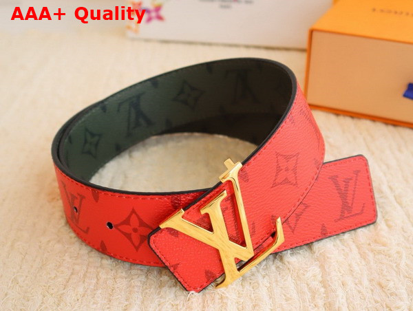 LV Initiales 40mm Reversible Belt in Khaki Green and Red Monogram Coated Canvas M8394U Replica