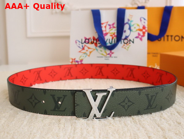 LV Initiales 40mm Reversible Belt in Khaki Green and Red Monogram Coated Canvas M8394U Replica
