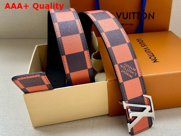 LV Initiales 40mm Reversible Belt in Orange Damier Pop Coated Canvas Replica