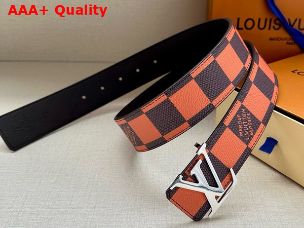 LV Initiales 40mm Reversible Belt in Orange Damier Pop Coated Canvas Replica