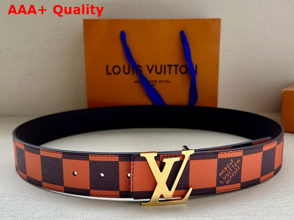 LV Initiales 40mm Reversible Belt in Orange Damier Pop Coated Canvas Replica