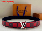 LV Initiales 40mm Reversible Belt in Red Damier Pop Coated Canvas Replica
