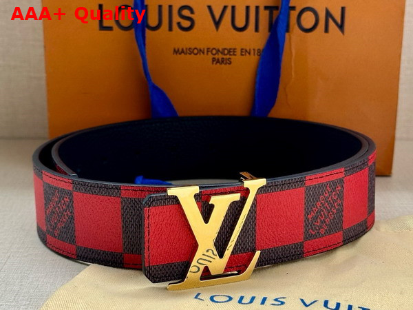 LV Initiales 40mm Reversible Belt in Red Damier Pop Coated Canvas Replica