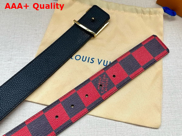 LV Initiales 40mm Reversible Belt in Red Damier Pop Coated Canvas Replica