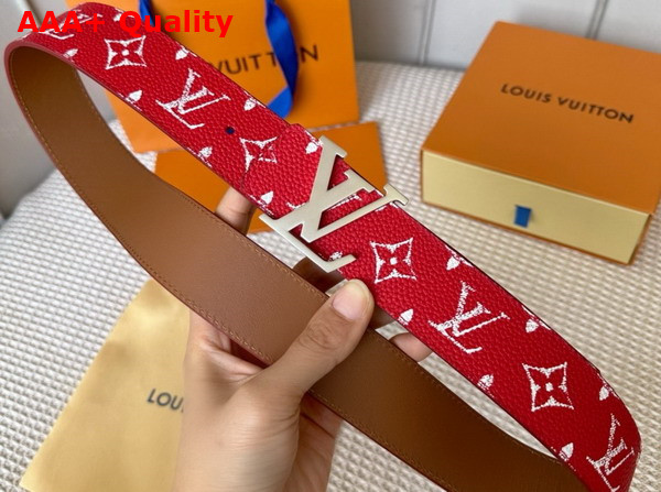 LV Initiales 40mm Reversible Belt in Red Taurillon Leather M8457V Replica