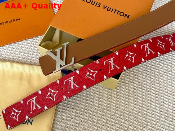 LV Initiales 40mm Reversible Belt in Red Taurillon Leather M8457V Replica