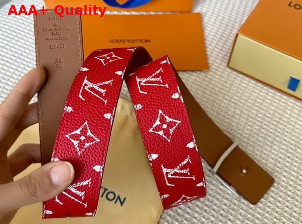 LV Initiales 40mm Reversible Belt in Red Taurillon Leather M8457V Replica