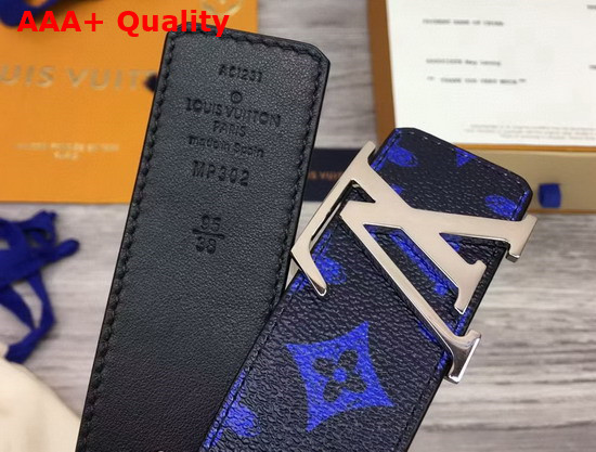 LV Initiales Everyday LV 40mm Reversible Belt Blue Monogram Black Calf Leather MP302U Replica