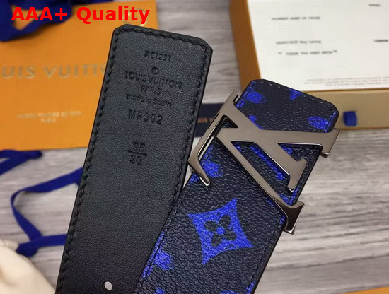 LV Initiales Everyday LV 40mm Reversible Belt Blue Monogram Black Calf Leather MP302U Replica