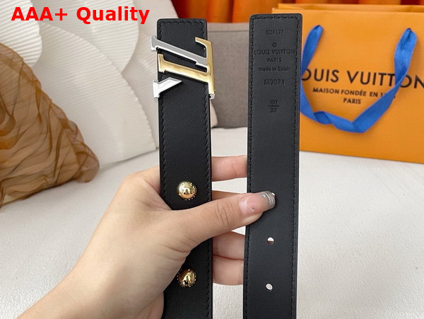 LV Initiales Studs 30mm Reversible Belt in Black Calfskin Replica