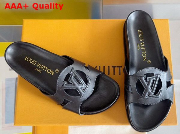 LV Isola Flat Comfort Mule in Black Calf Leather 1ACPCI Replica