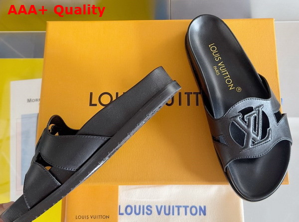 LV Isola Flat Comfort Mule in Black Calf Leather 1ACPCI Replica