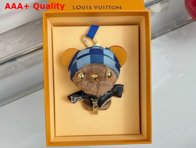 LV Louis Bear Bag Charm Black Synthetic Fur M03206 Replica