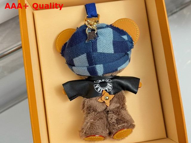 LV Louis Bear Bag Charm Black Synthetic Fur M03206 Replica