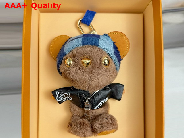 LV Louis Bear Bag Charm Black Synthetic Fur M03206 Replica