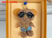 LV Louis Bear Bag Charm Blue Synthetic Fur M03178 Replica
