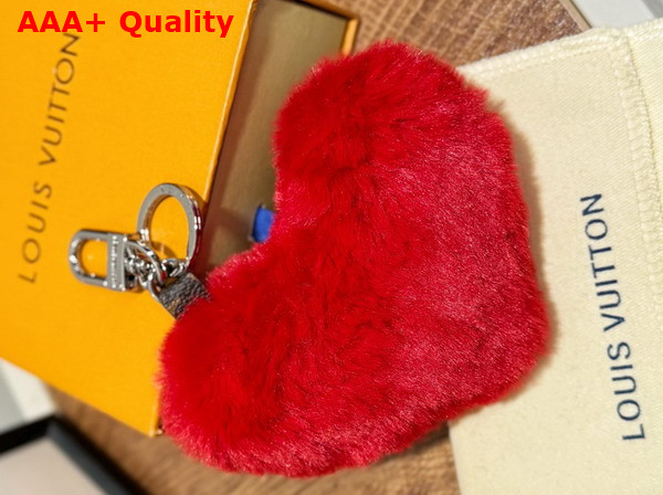 LV Lucky Heart Bag Charm in Red Velvet M03171 Replica