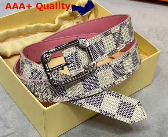 LV Malletier 25mm Belt Rose Damier Azur Canvas and Calf Leather Lining M9942U Replica