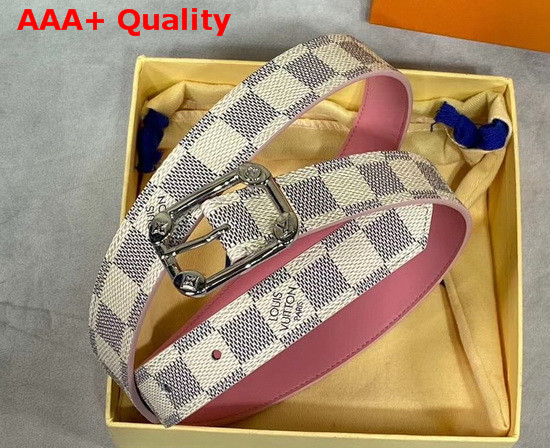 LV Malletier 25mm Belt Rose Damier Azur Canvas and Calf Leather Lining M9942U Replica