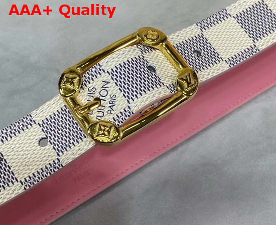 LV Malletier 25mm Belt Rose Damier Azur Canvas and Calf Leather Lining M9942U Replica