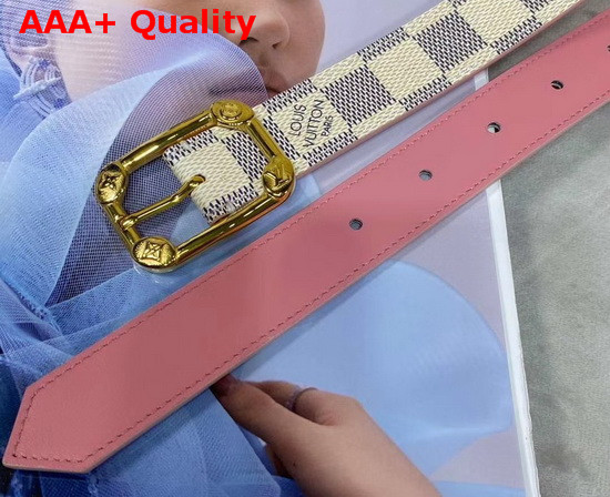 LV Malletier 25mm Belt Rose Damier Azur Canvas and Calf Leather Lining M9942U Replica