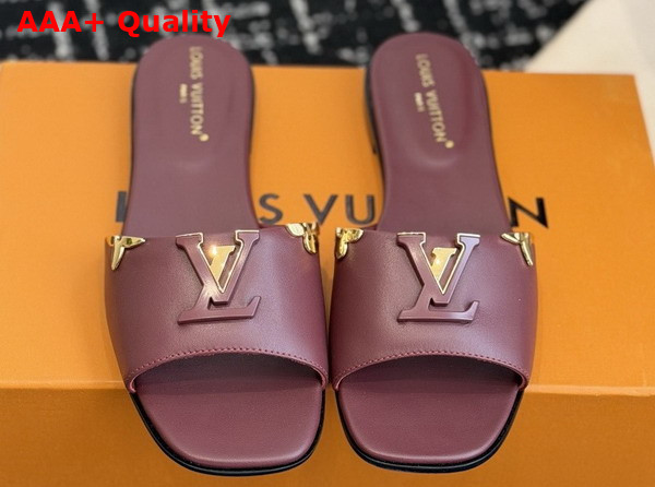LV Mare Flat Mule in Bordeaux Red Plain Calf Leather Replica