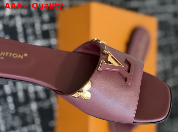 LV Mare Flat Mule in Bordeaux Red Plain Calf Leather Replica