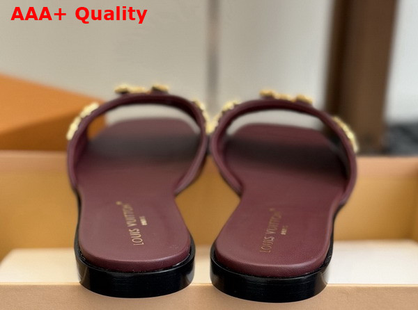 LV Mare Flat Mule in Bordeaux Red Plain Calf Leather Replica