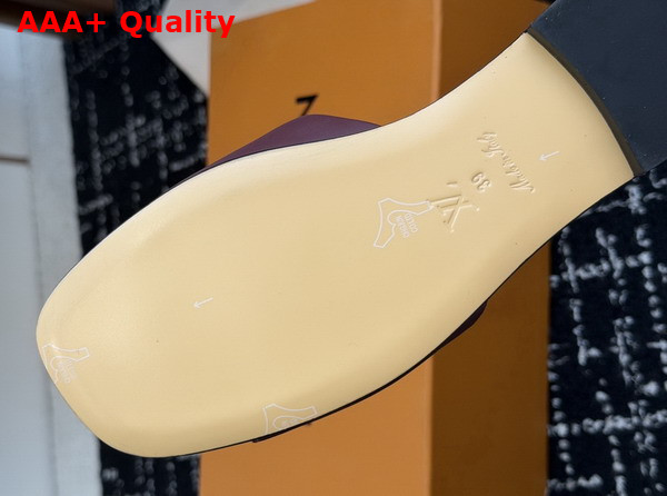 LV Mare Flat Mule in Bordeaux Red Plain Calf Leather Replica