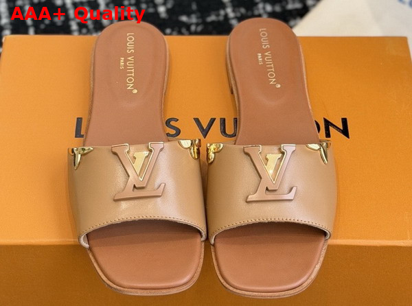 LV Mare Flat Mule in Natural Plain Calf Leather Replica