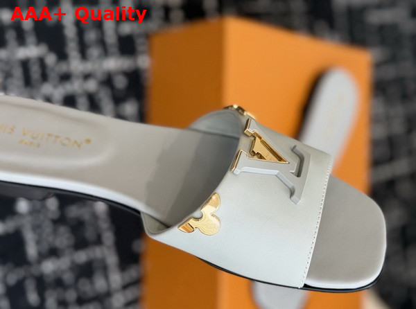 LV Mare Flat Mule in Pale Blue Plain Calf Leather Replica