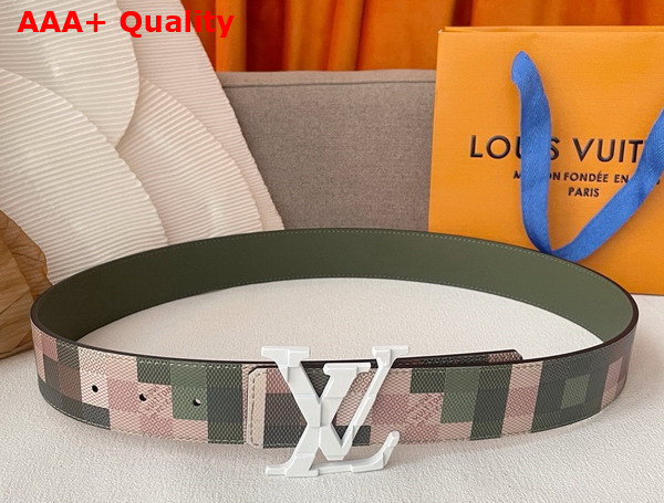 LV Mega Pixel 40mm Reversible Belt in Green Damoflage Leather M8470V Replica
