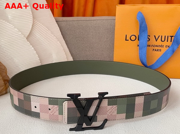 LV Mega Pixel 40mm Reversible Belt in Green Damoflage Leather M8470V Replica