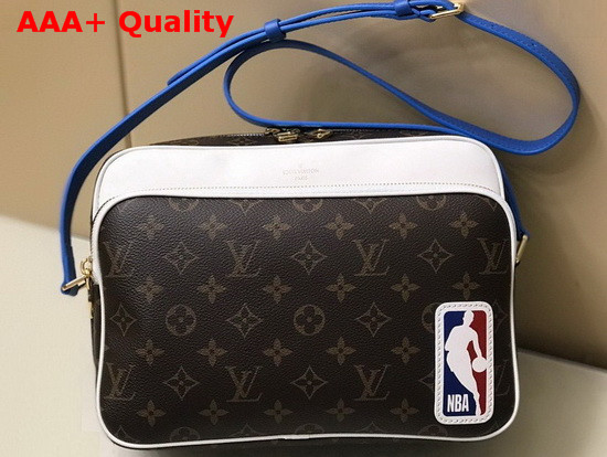 LV NBA Nil Messenger Bag in Monogram Canvas and White Cowhide Leather Trim Replica