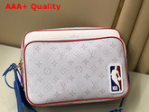 LV NBA Nil Messenger Bag in White Monogram Canvas and Red Cowhide Leather Trim Replica