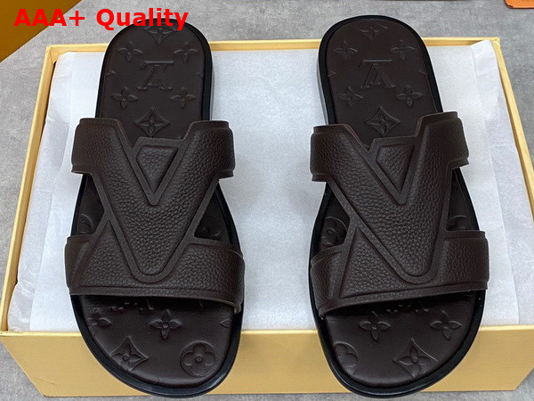 LV Oasis Mule in Dark Brown Grained Calf Leather Replica