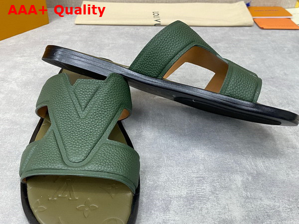 LV Oasis Mule in Dark Green Grained Calf Leather Replica