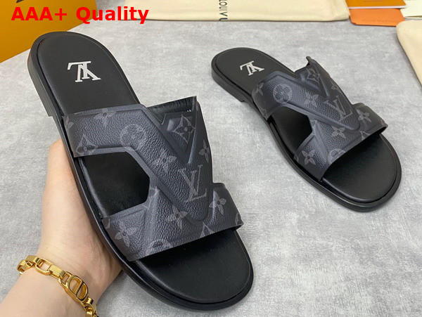 LV Oasis Mule in Monogram Eclipse Grained Calf Leather 1AANCD Replica