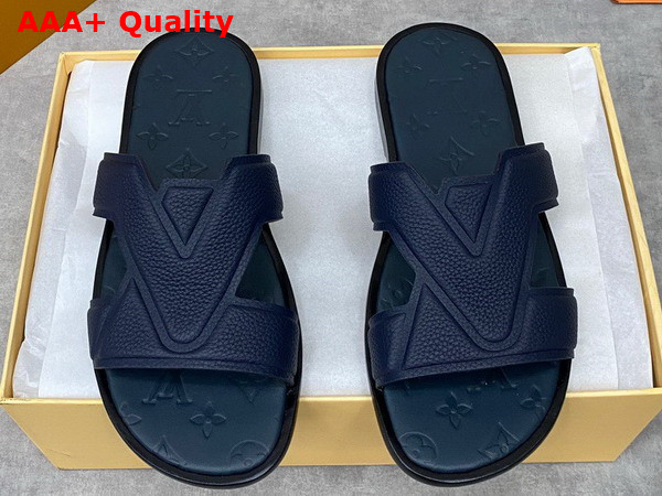 LV Oasis Mule in Navy Blue Grained Calf Leather 1AA4E3 Replica