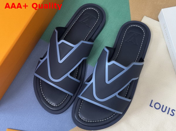 LV Oasis Mule in Navy Blue Grained Calf Leather 1AIZOJ Replica