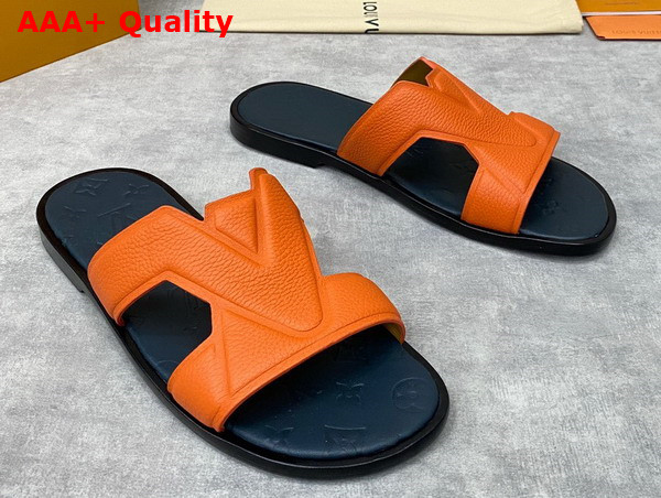 LV Oasis Mule in Orange Grained Calf Leather Replica