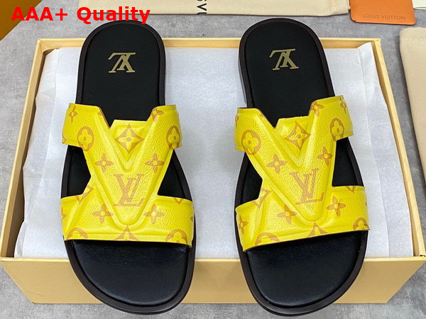 LV Oasis Mule in Yellow Monogram Grained Calf Leather Replica