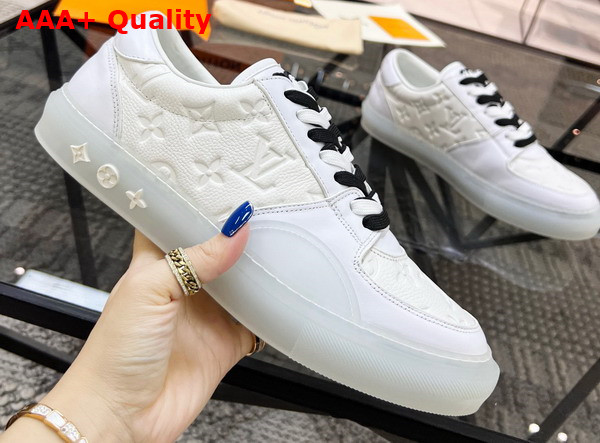 LV Ollie Richelieu White Monogram Embossed Grained Calf Leather Replica