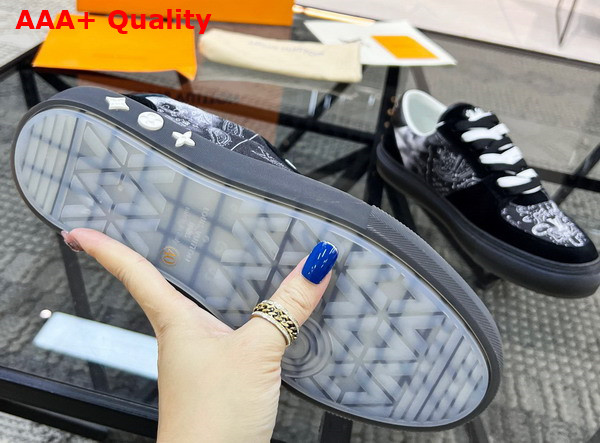 LV Ollie Sneaker in Black Canvas Tie Die Laces Replica
