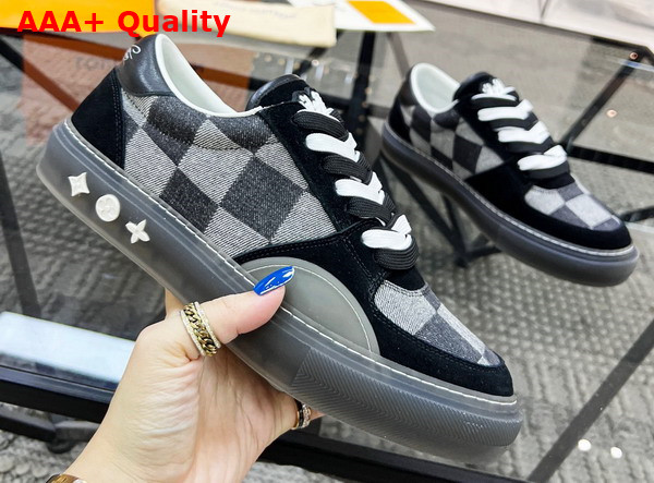 LV Ollie Sneaker in Black Damier Denim 1A9YTQ Replica